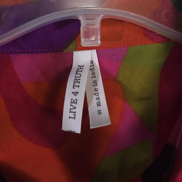 Live 4 Truth Button Down Maxi Shirt Duster Artsy Sheer Roll Tab‎ Sleeve Size S - Picture 2 of 8
